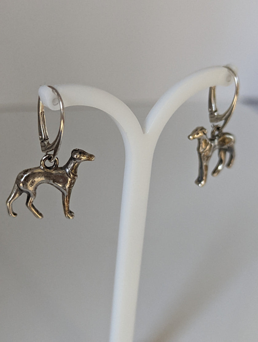 Silver Steed Dropped Greyhound Earrings