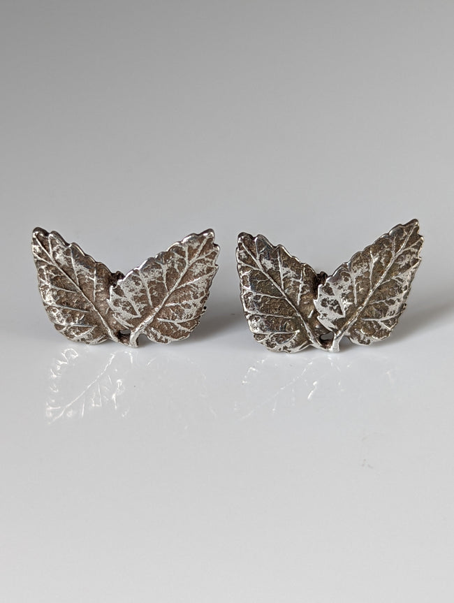 Silver Steed Oak Tree Leaves Stud Earrings