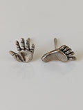 Silver Steed Hand and Foot Stud Earrings