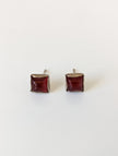 Silver Steed Square Coloured Stud Earrings