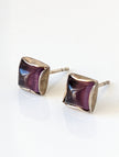 Silver Steed Square Coloured Stud Earrings