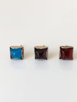 Silver Steed Square Coloured Stud Earrings