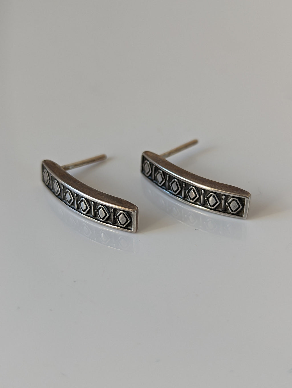 Silver Steed Greek Motive Stud Earrings