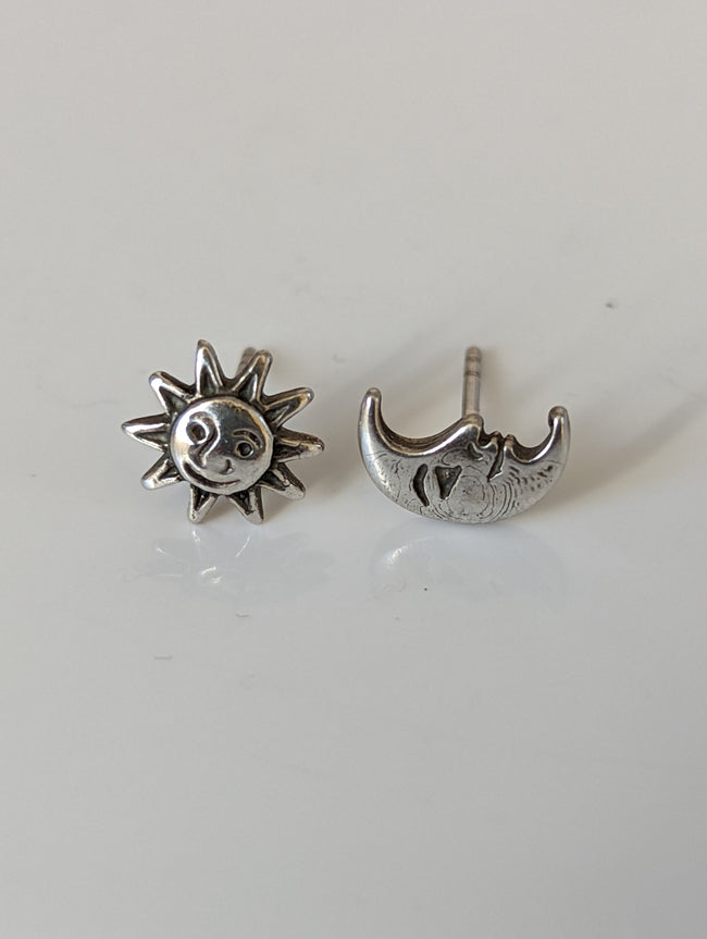 Silver Steed Day & Night Stud Earrings