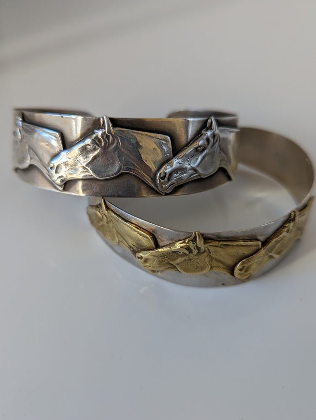 Silver Steed Three horses heads bangle
