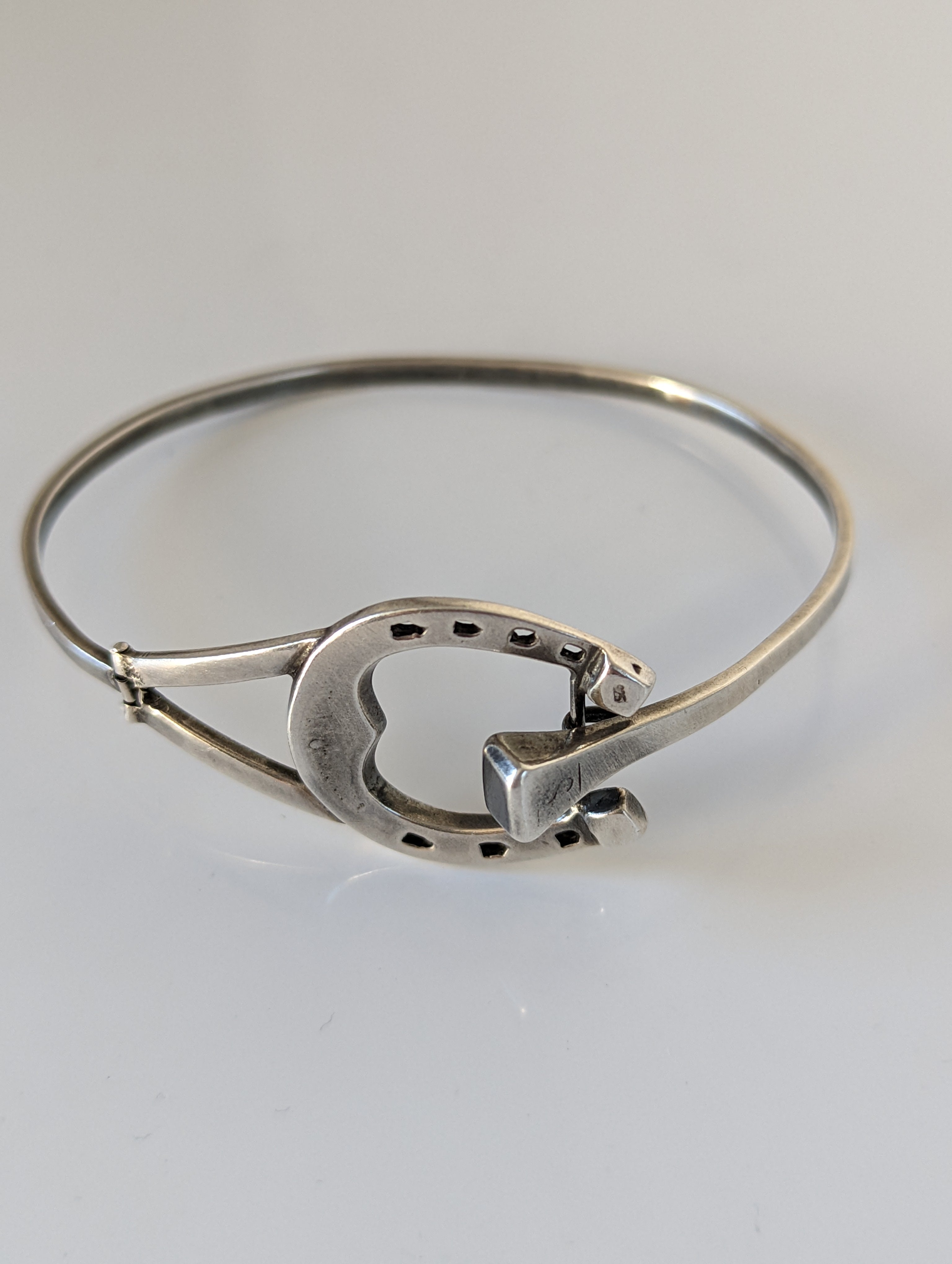 Silver Steed Big Horseshoe Bangle