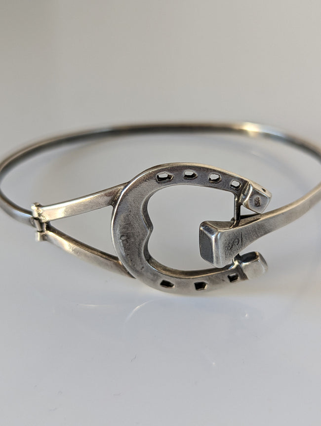 Silver Steed Big Horseshoe Bangle