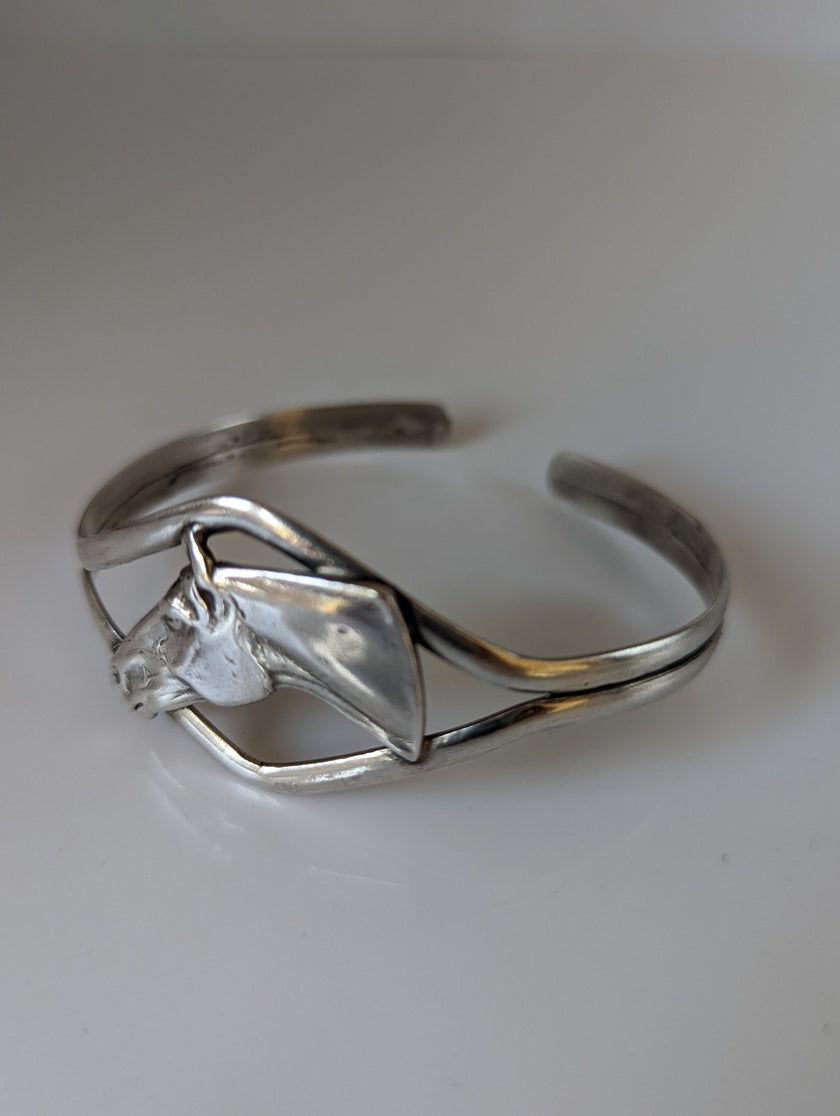 Silver Steed Horse Head Bangle