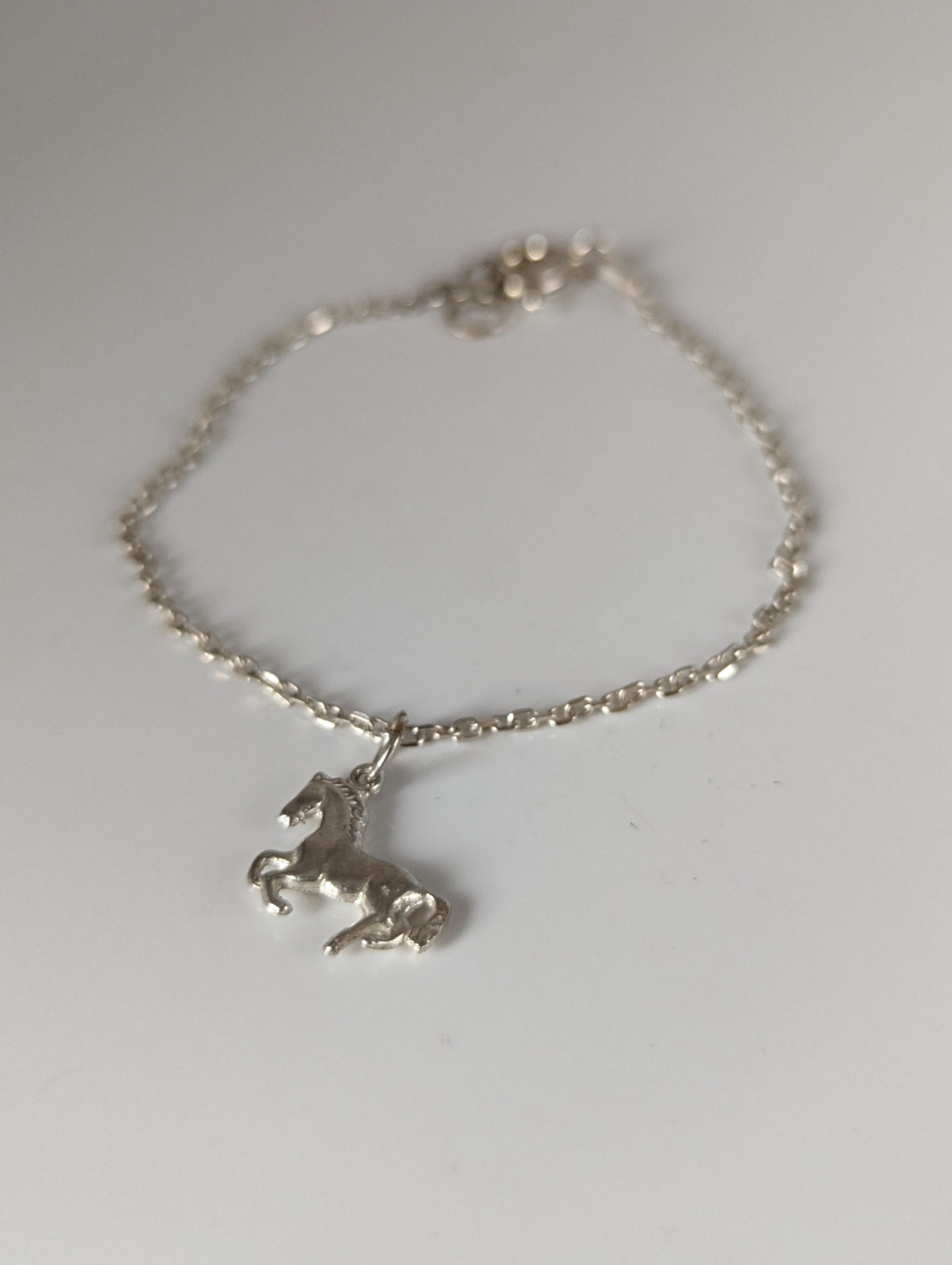 Silver Steed Horse on a Chain Delicate Bracelet
