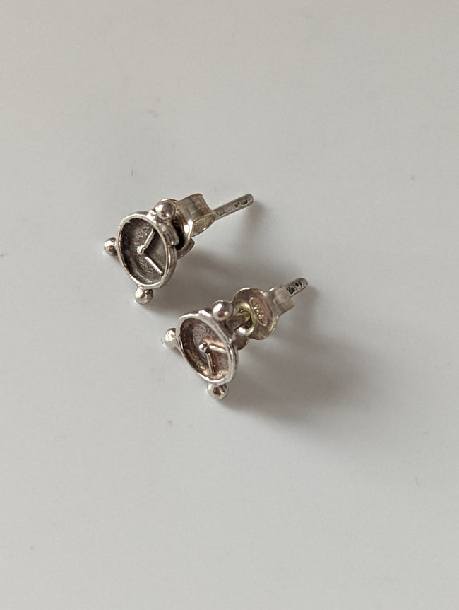 Silver Steed Alarm Clock Stud Earrings
