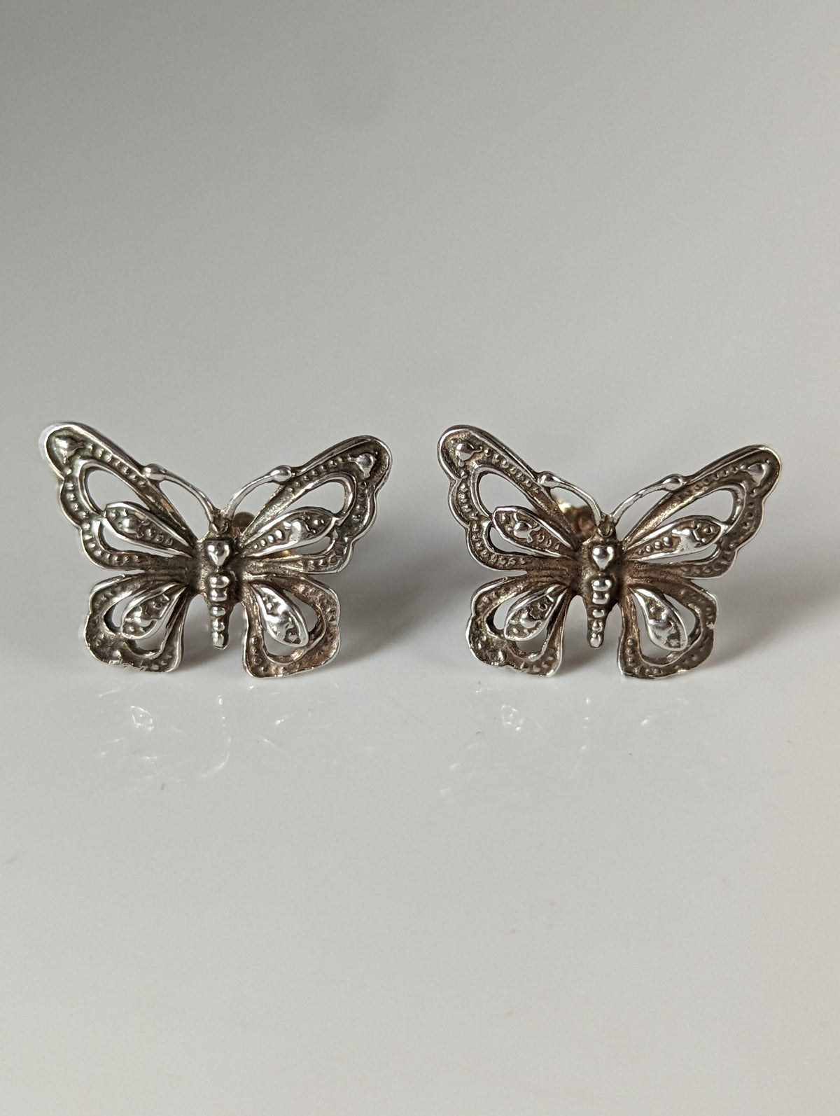 Silbernes Ross Große Schmetterling-Ohrstecker