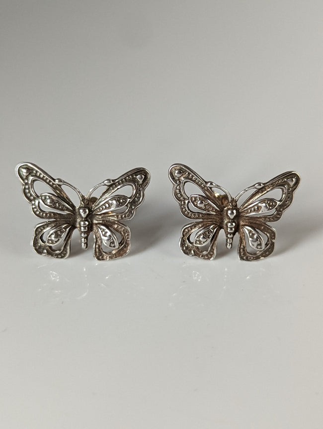 Silver Steed Large Butterfly Stud Earrings