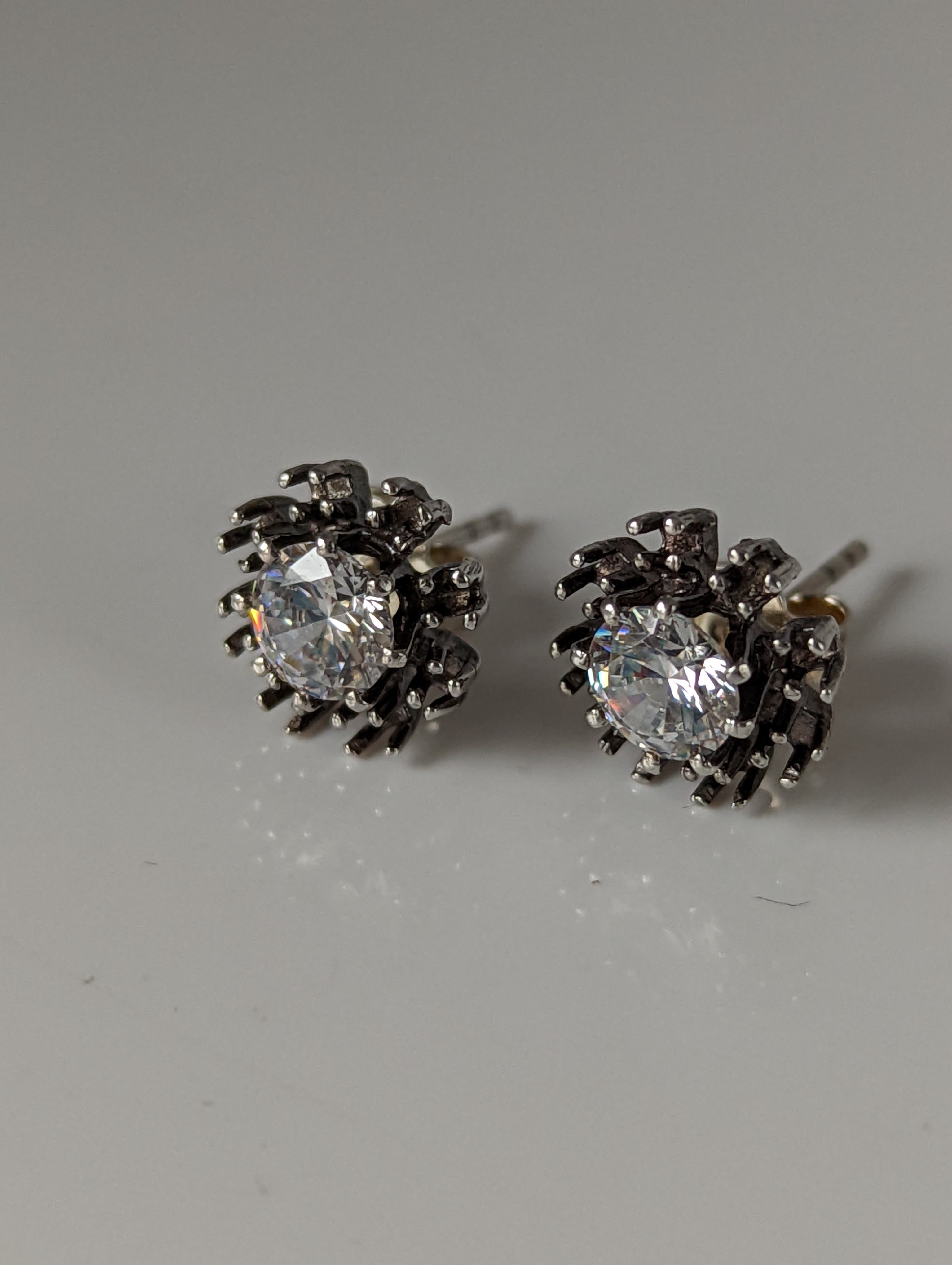 Silver Steed Crystal Sunflower Stud Earrings