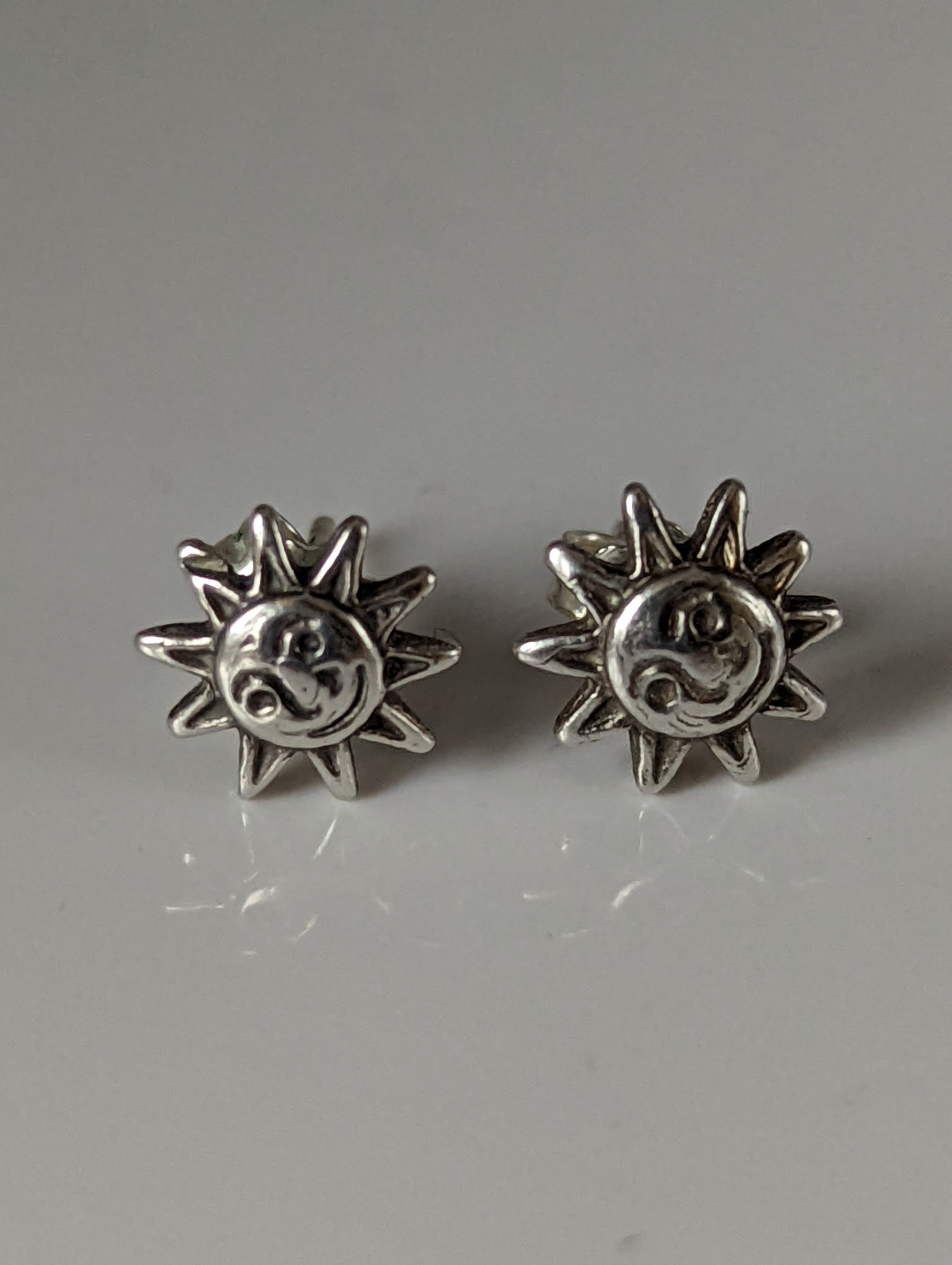 Silver Steed Happy Sun Stud Earrings