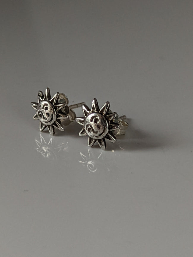 Silver Steed Happy Sun Stud Earrings