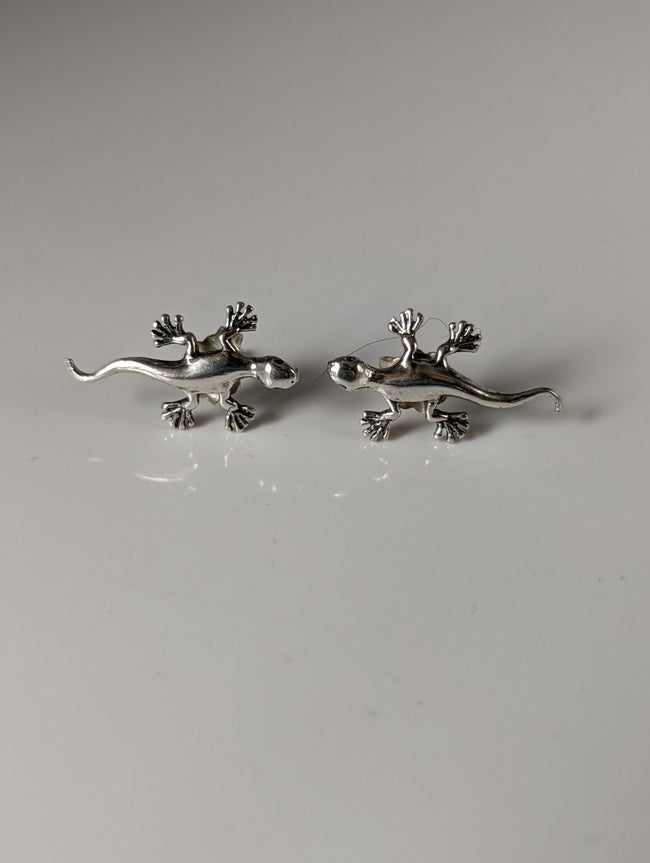 Silver Steed Gecko Stud Earrings