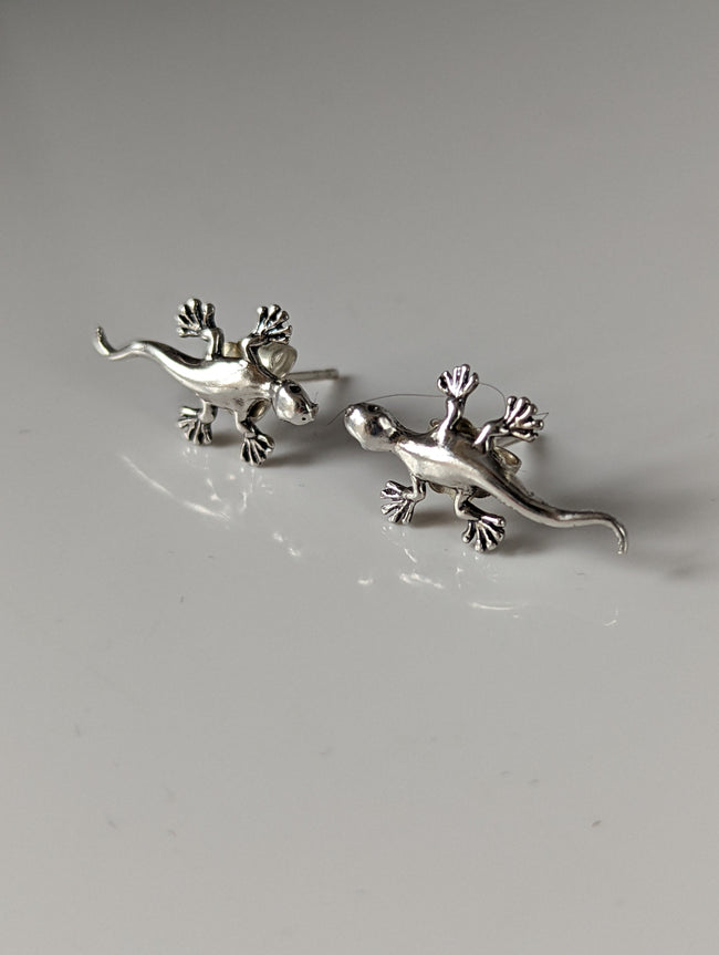 Silver Steed Gecko Stud Earrings