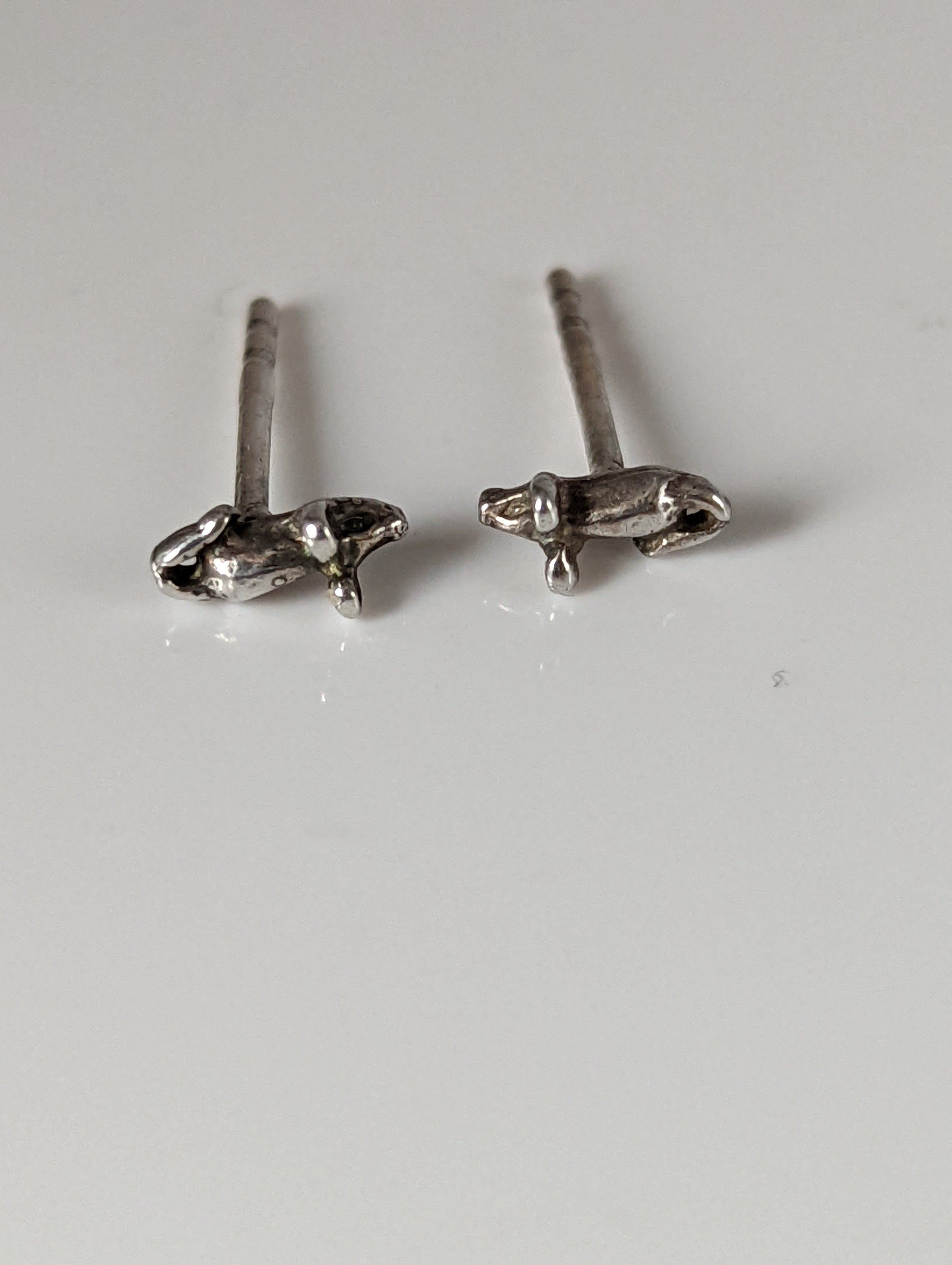 Silver Steed Mouse Stud Earrings