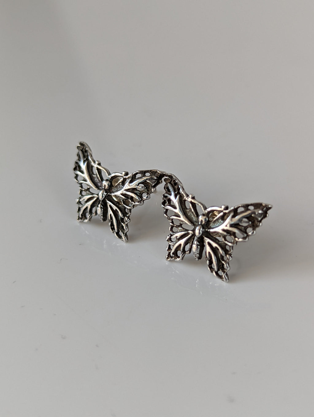 Silver Steed Butterfly Stud Earrings