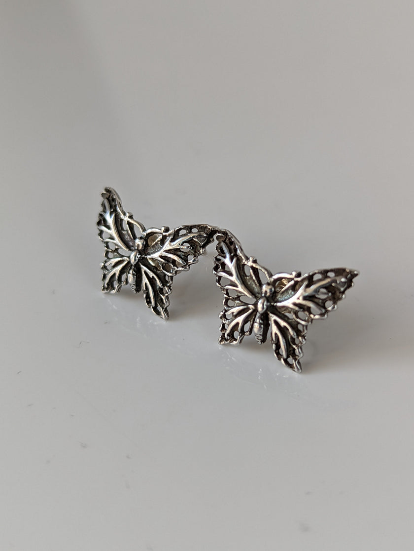Silver Steed Butterfly Stud Earrings