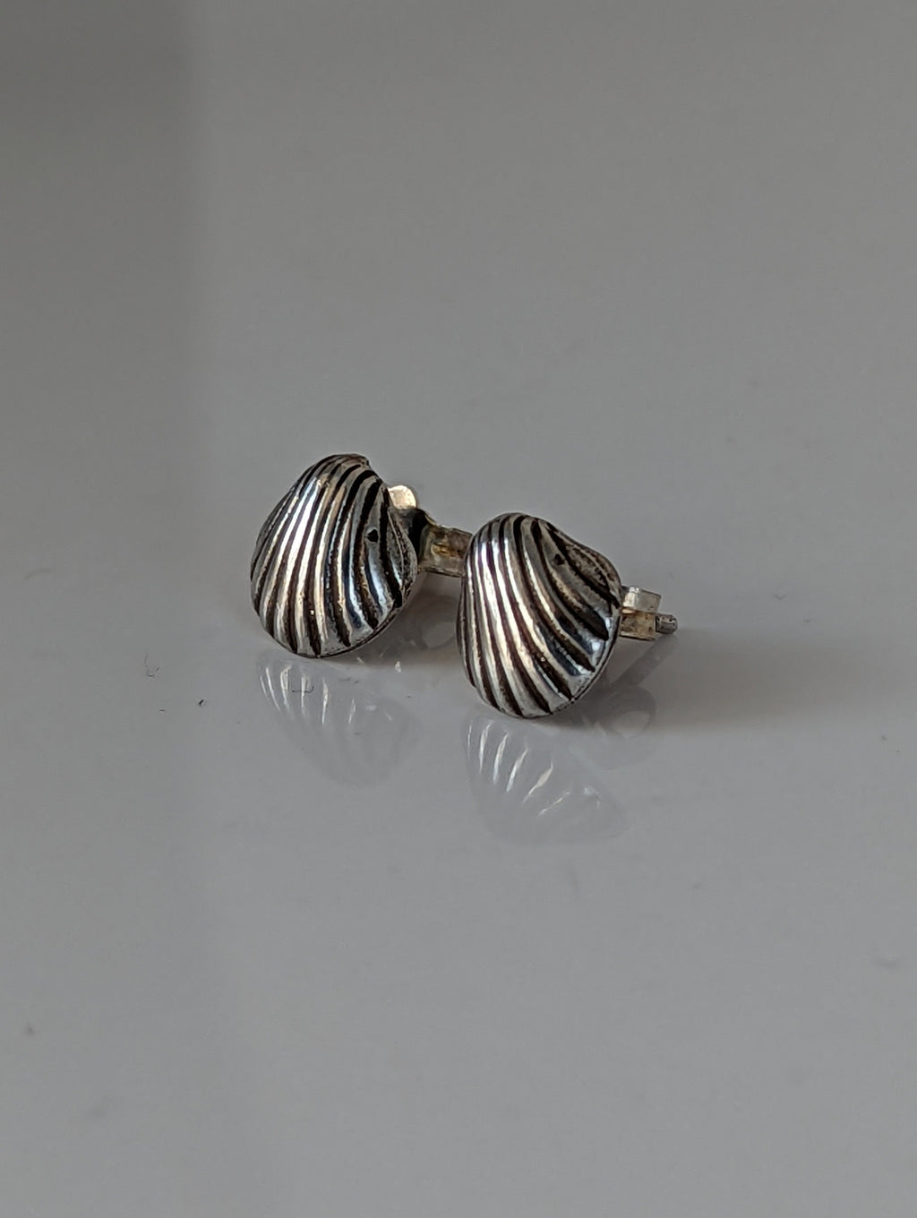 Silver Steed Shell Stud Earrings