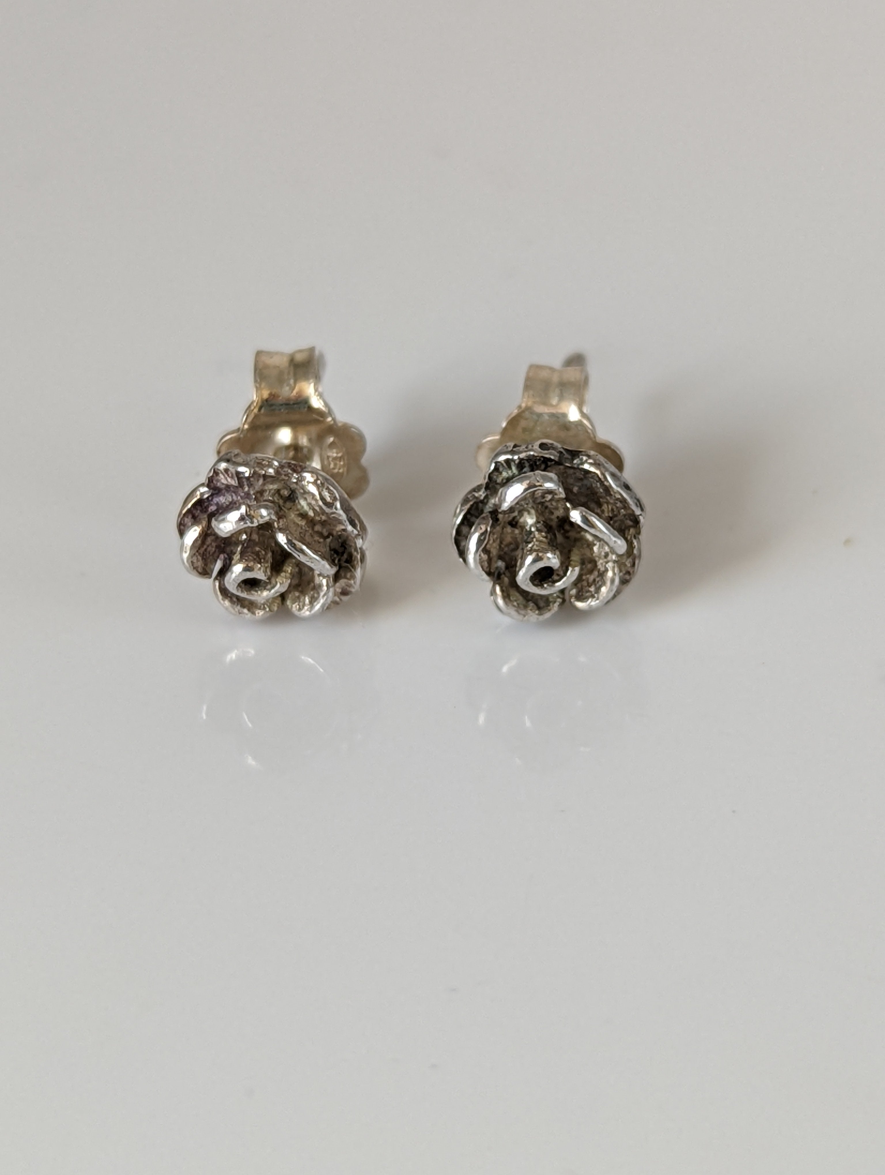 Silver Steed Carnation Stud Earrings