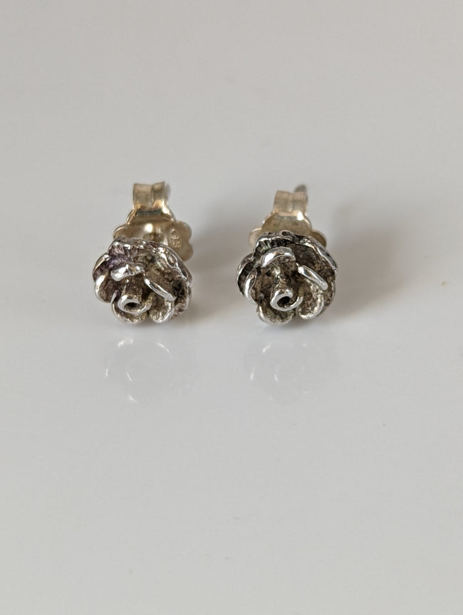 Silver Steed Carnation Stud Earrings