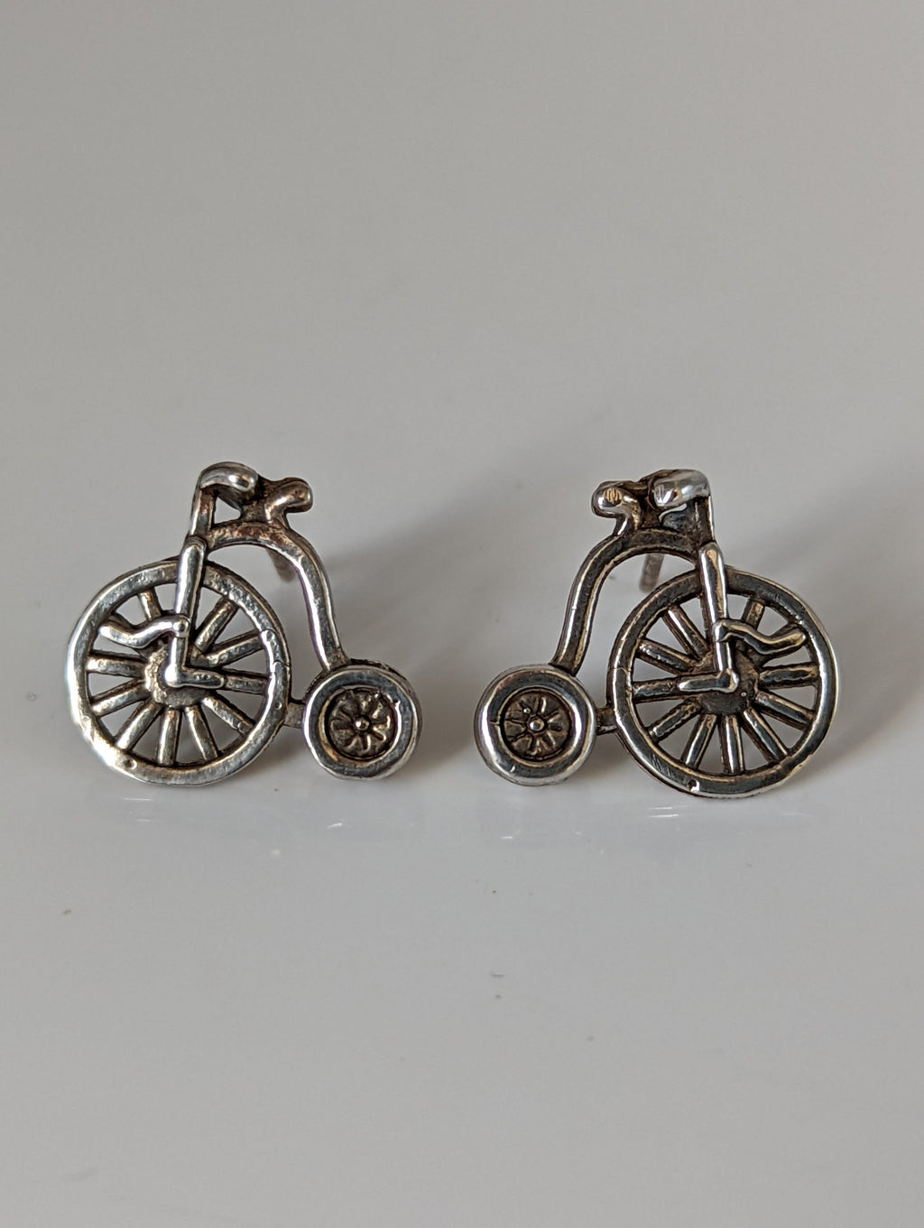 Silver Steed Penny Farthing Bike Stud Earrings
