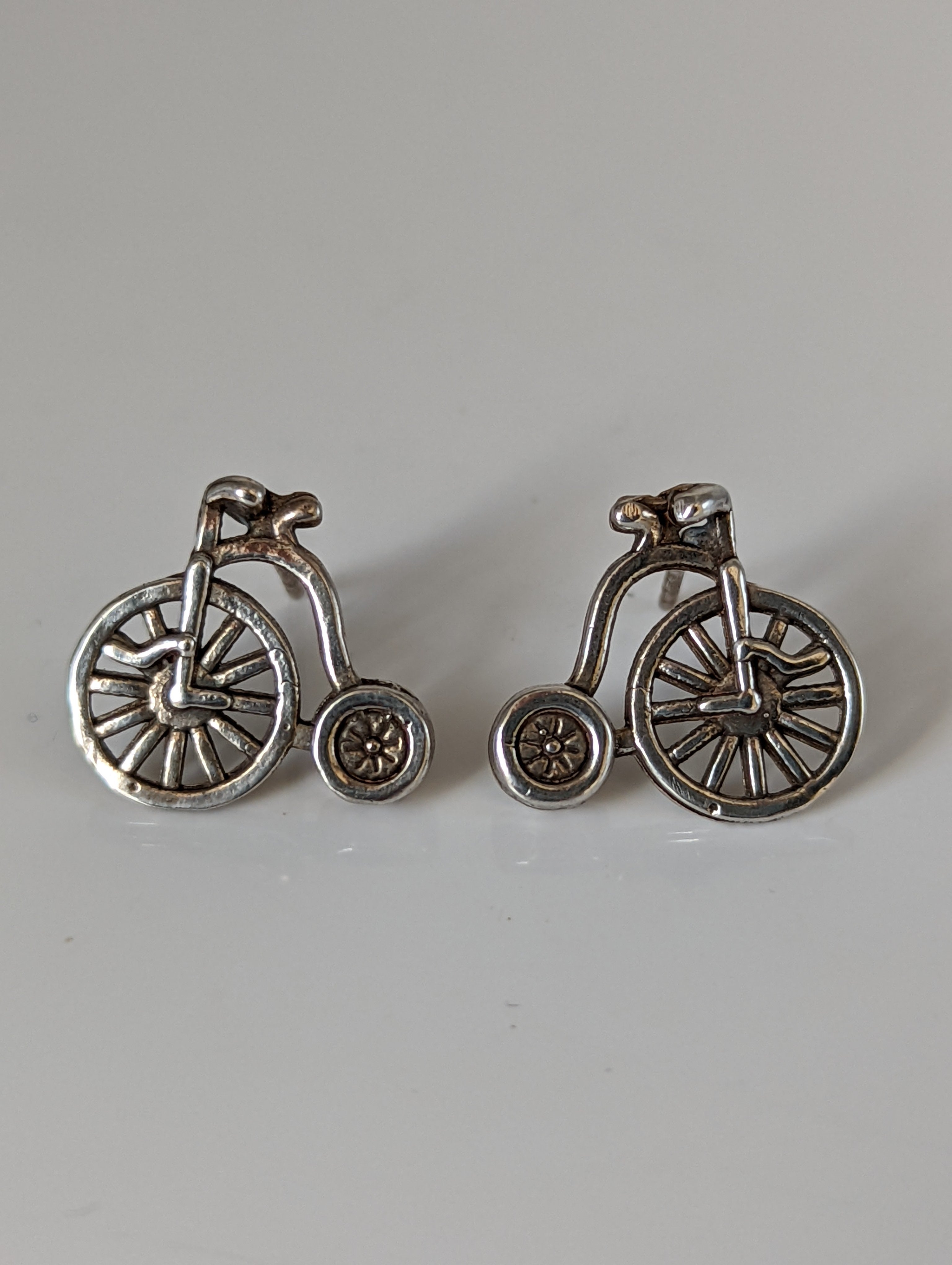 Silver Steed Penny Farthing Bike Stud Earrings