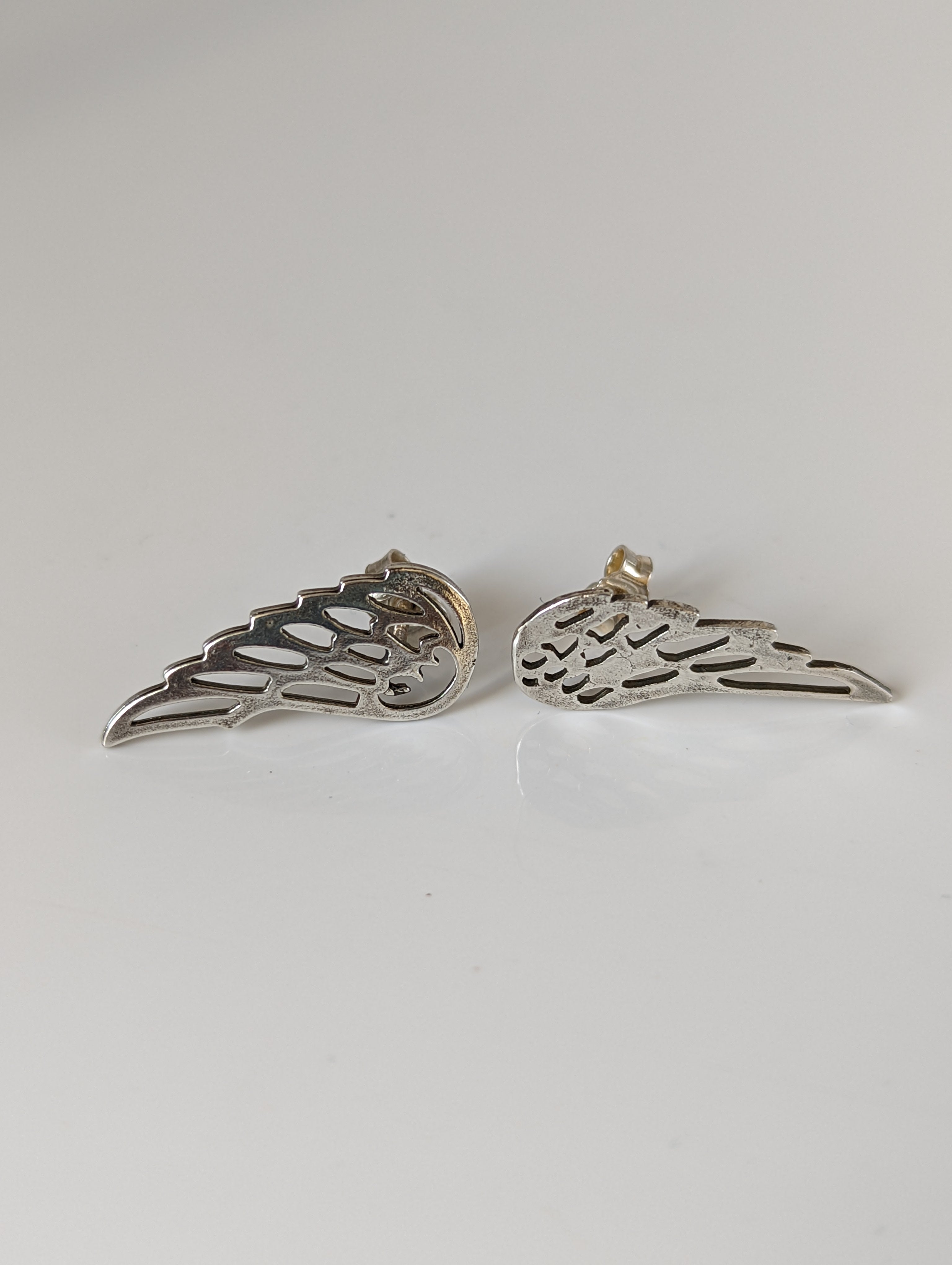 Silver Steed Angel Wings Stud Earrings