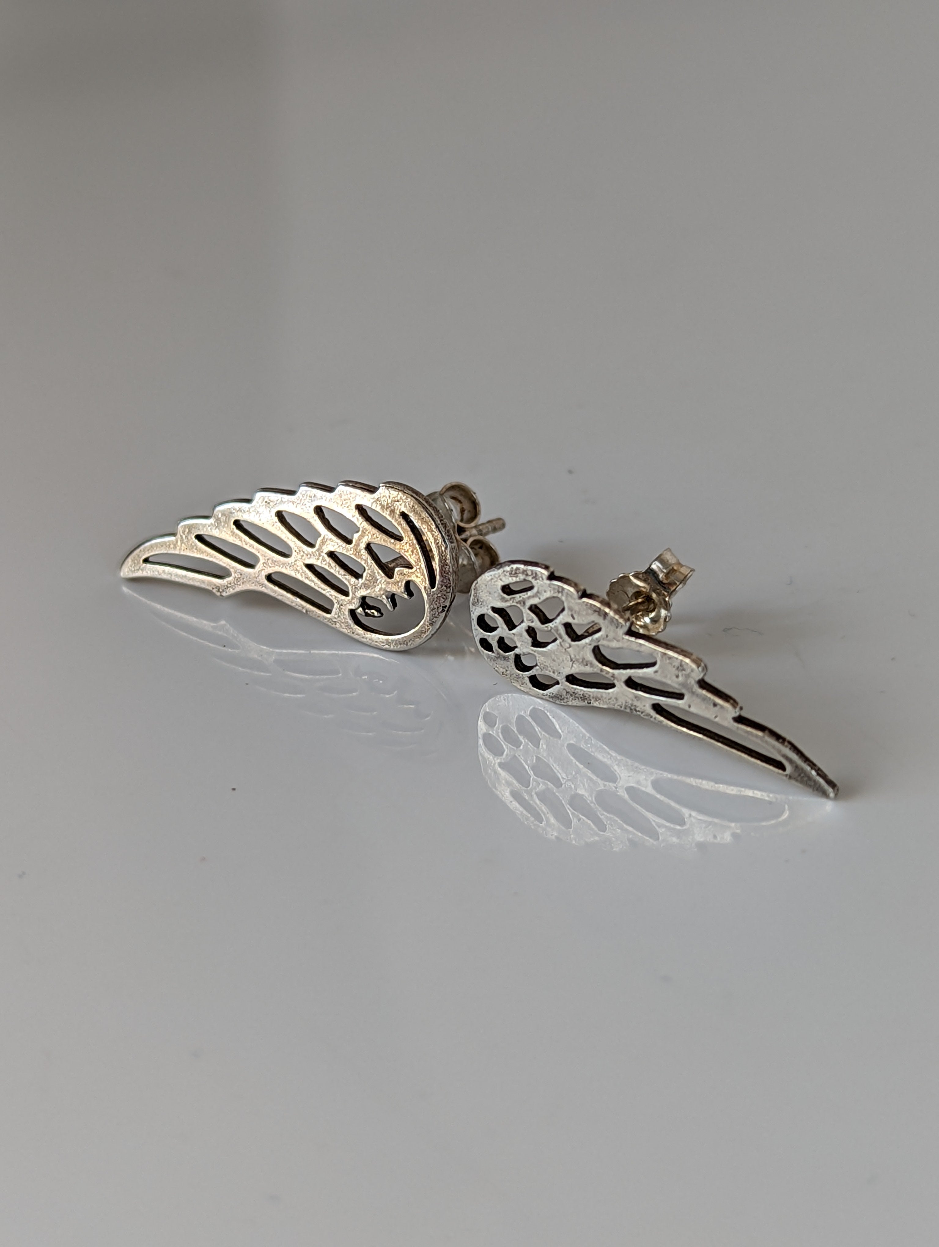 Silver Steed Angel Wings Stud Earrings
