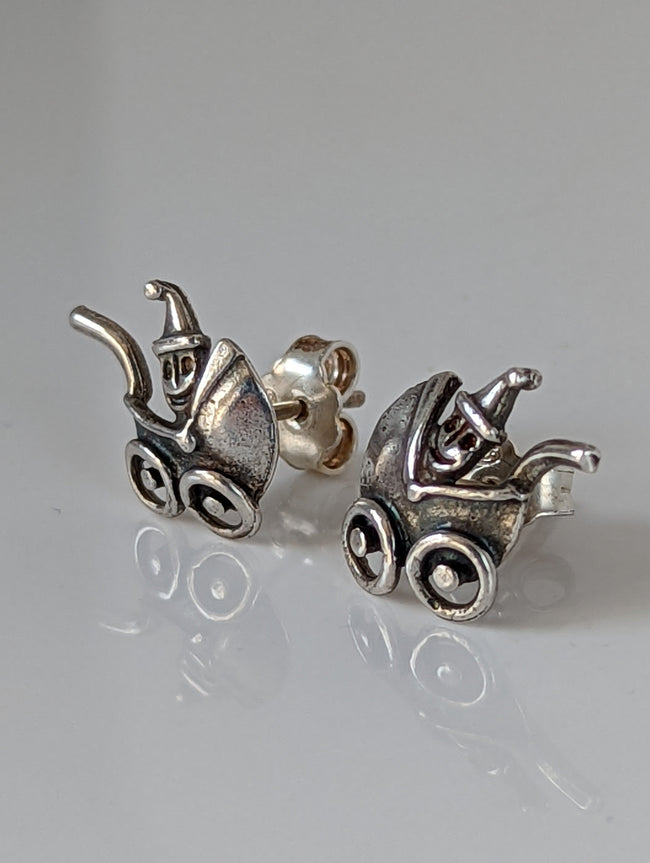 Silver Steed Pram Stud Earrings