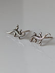 Silver Steed Detailed Lizard Stud Earrings