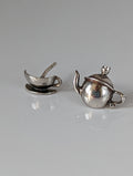 Silver Steed Tea Set Stud Earrings