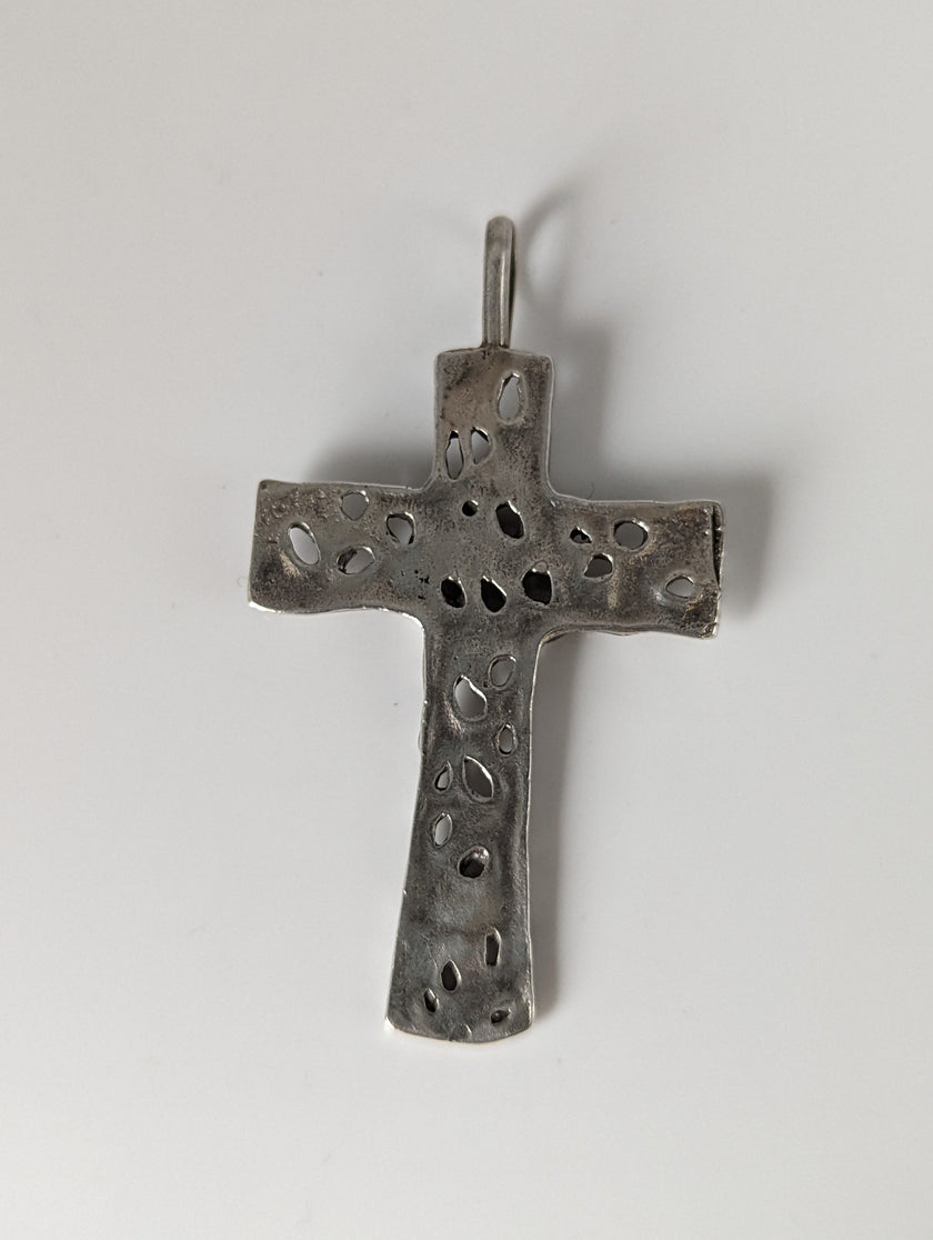 Silver Steed Woven Cross Silver Pendant