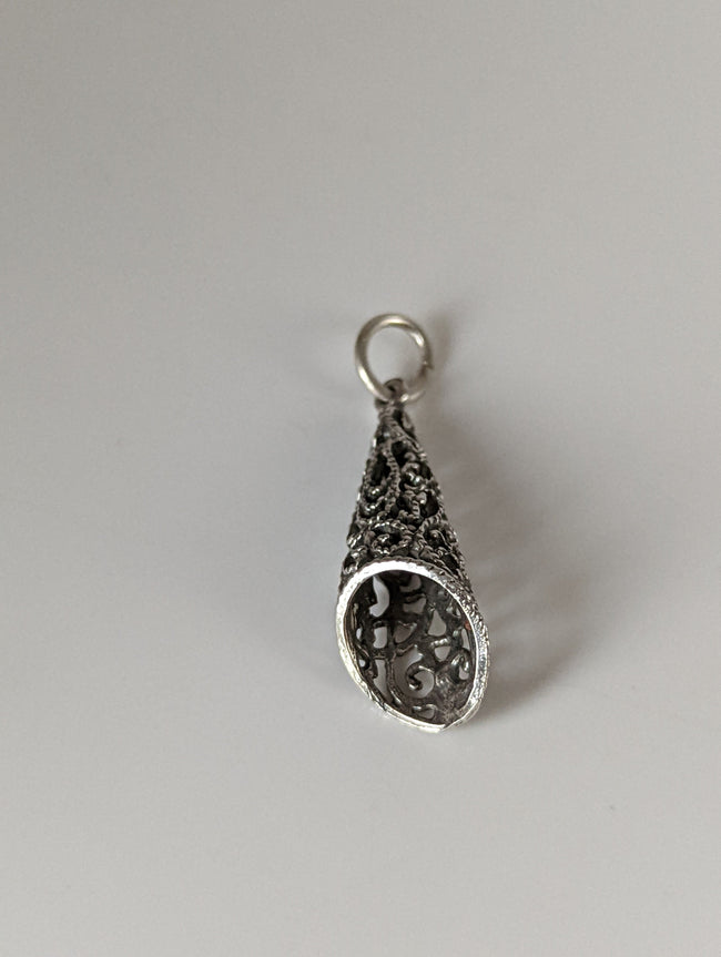 Silver Steed Filigree Cone Silver Pendant