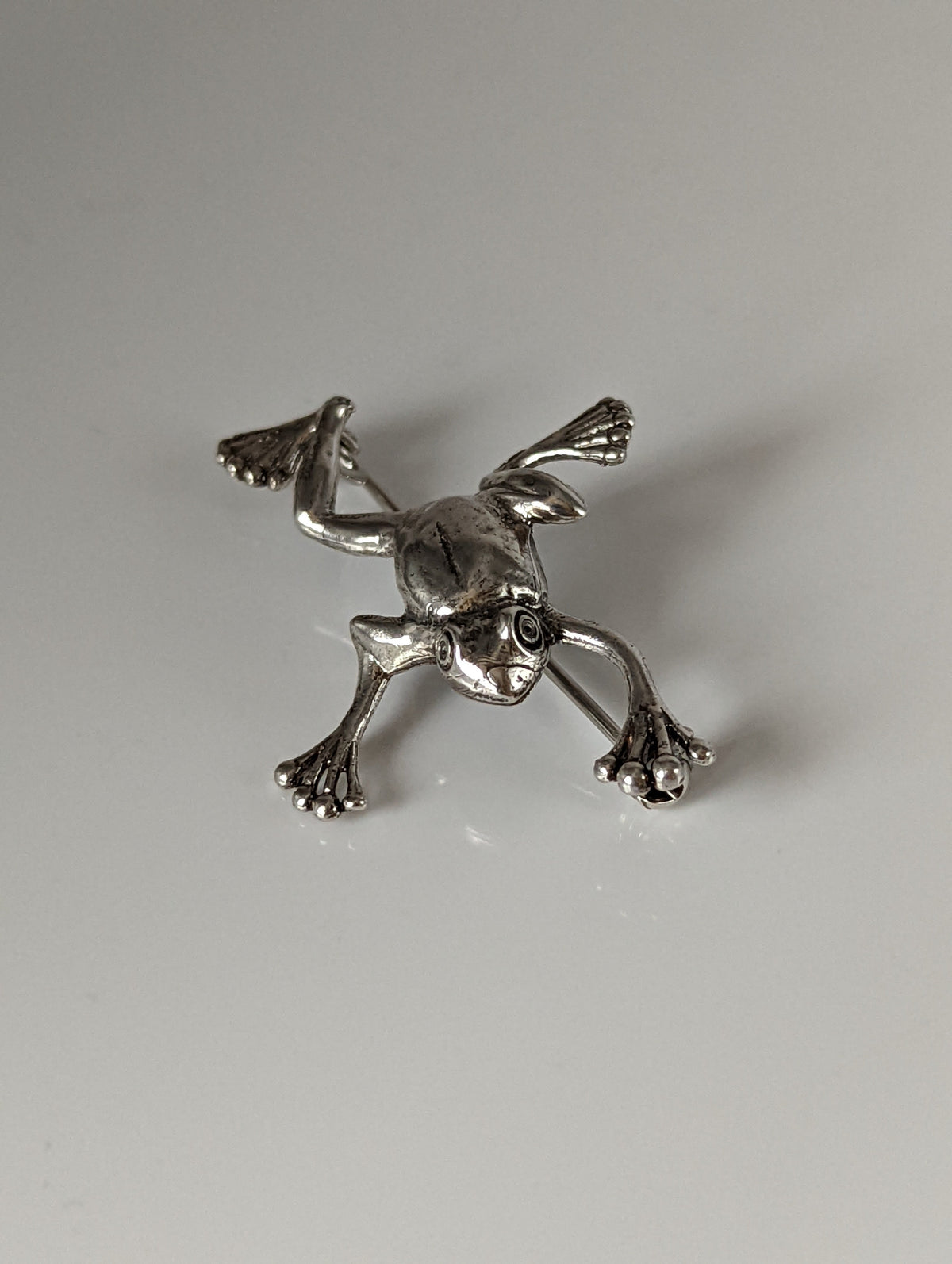 Silver Steed Leaping Frog Silver Brooch
