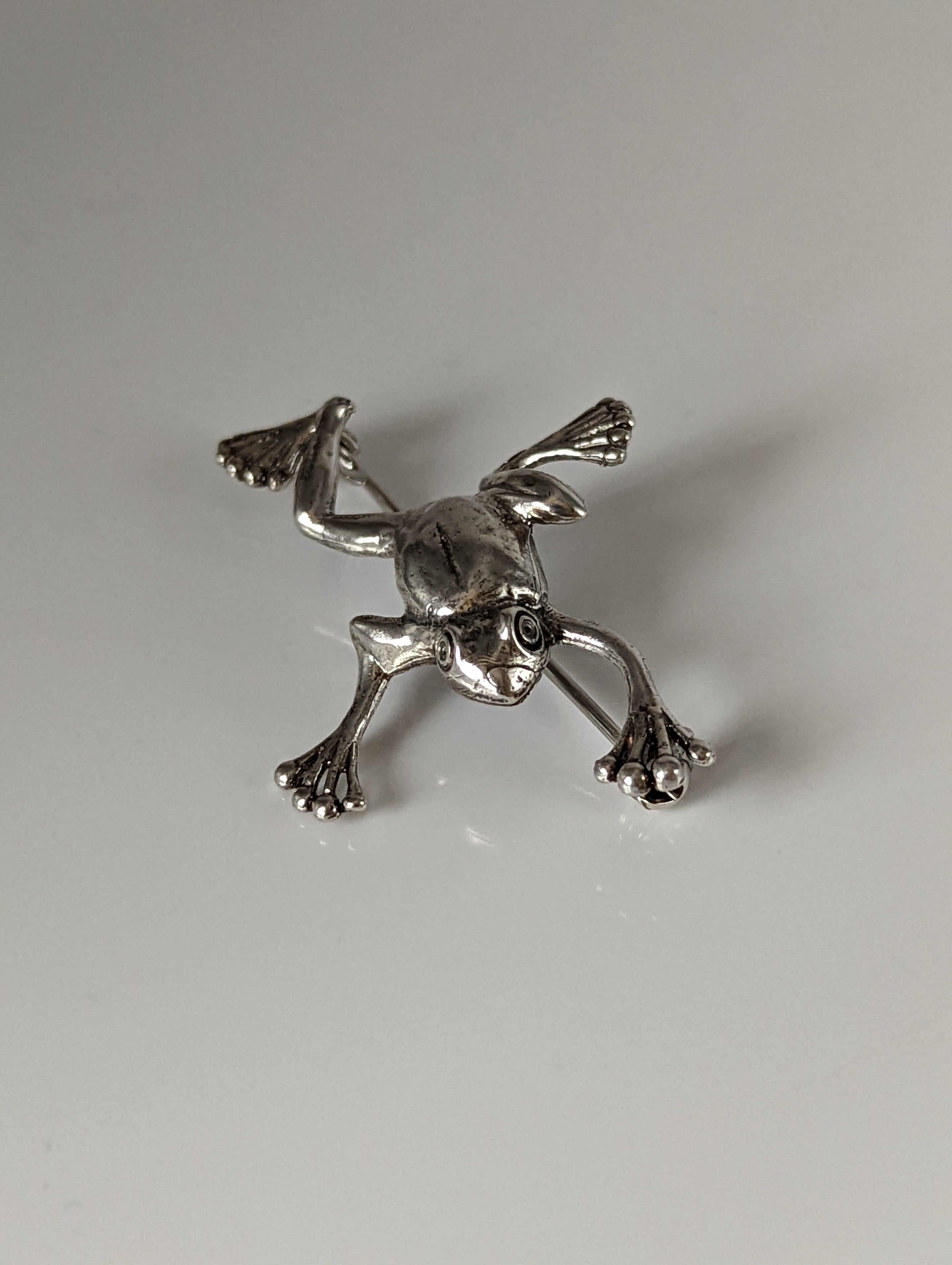 Silver Steed Leaping Frog Silver Brooch
