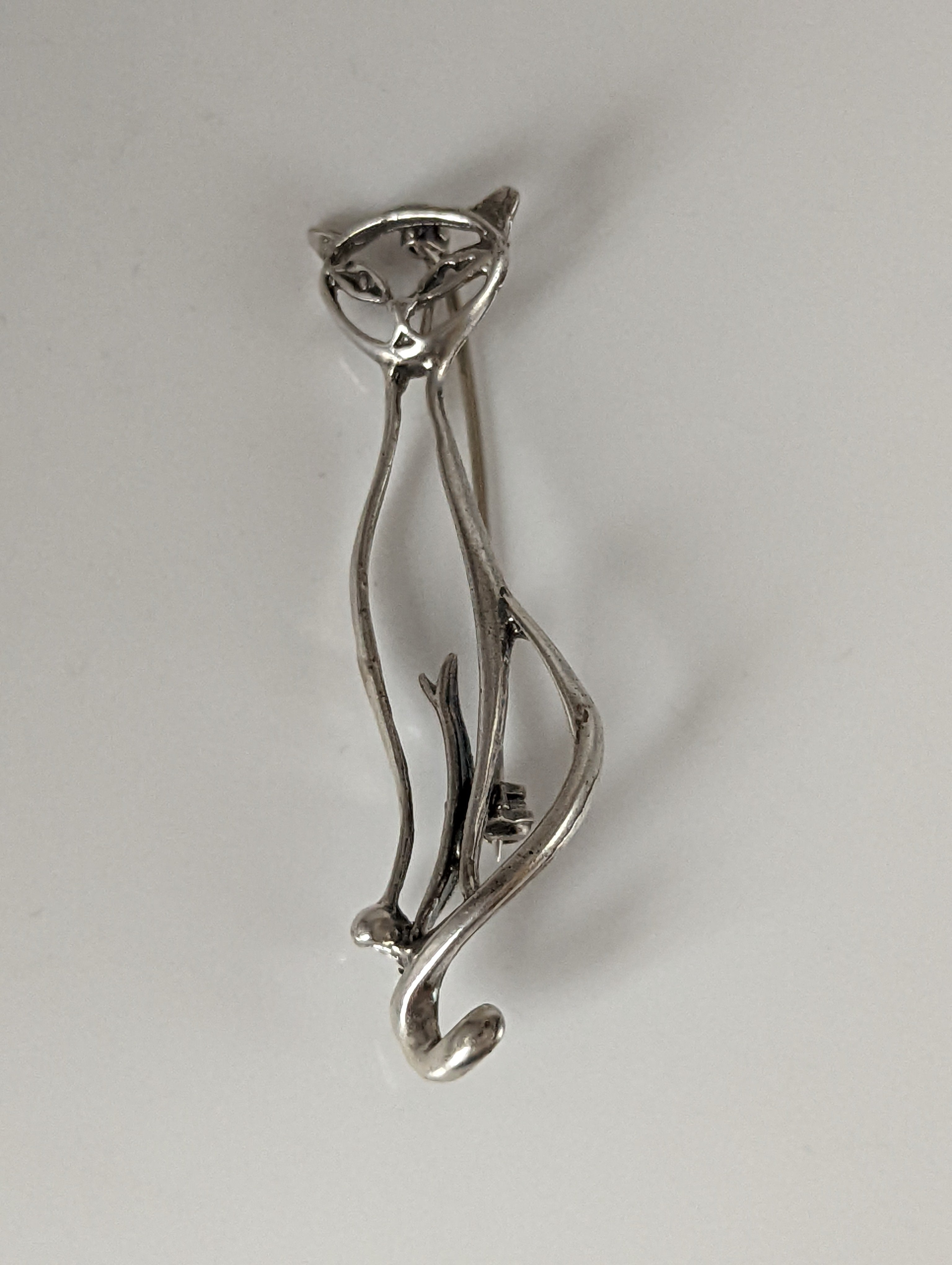 Silver Steed Feline Silver Brooch