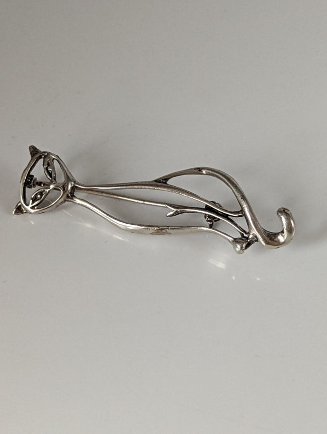 Silver Steed Feline Silver Brooch