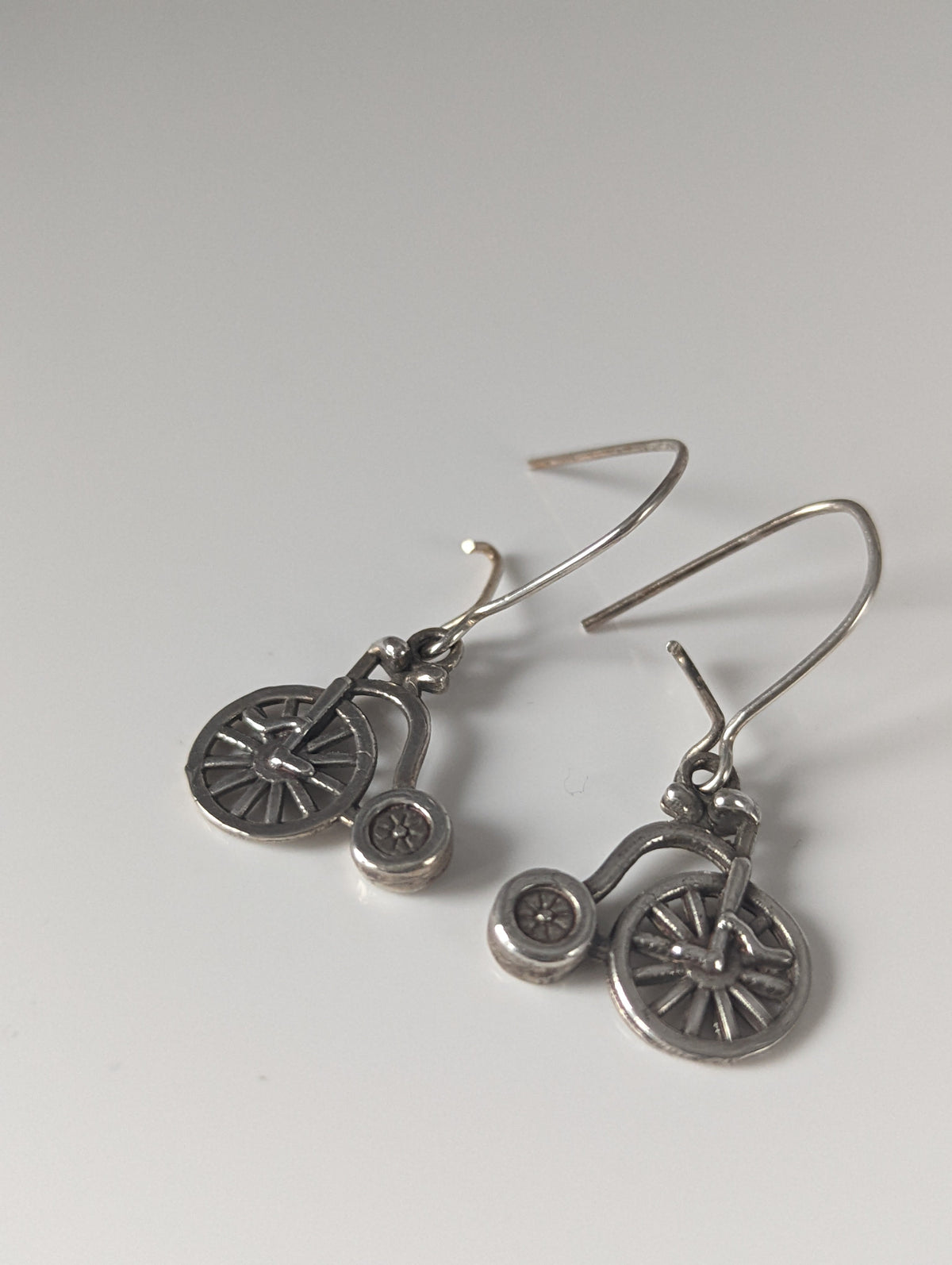 Silver Steed Penny Farthing Bike Dropped Earrings