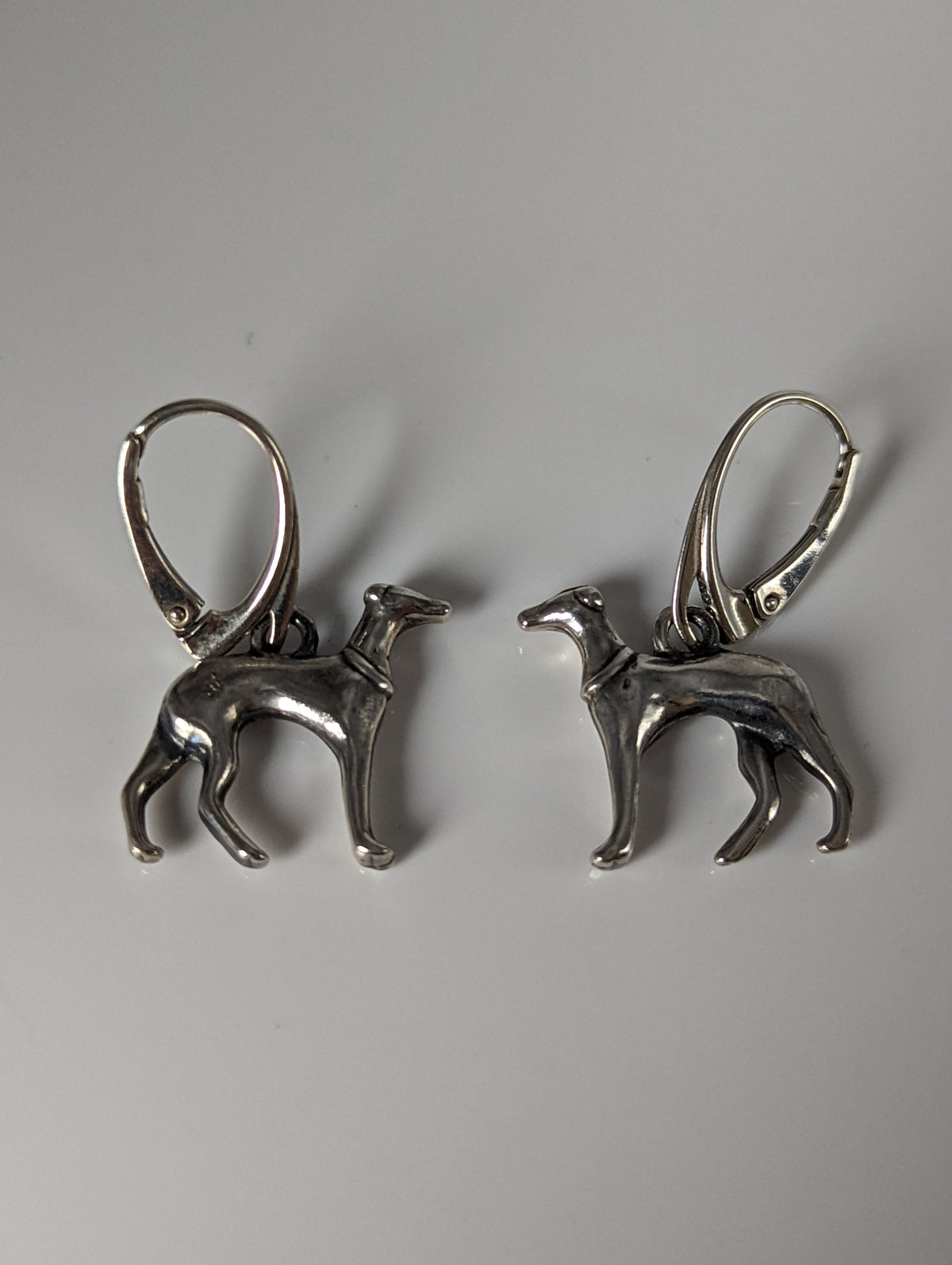 Silver Steed Dropped Greyhound Earrings