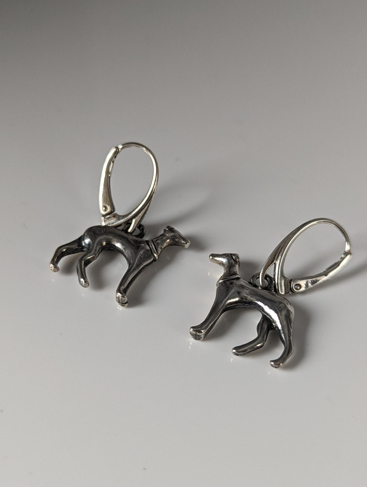 Silver Steed Dropped Greyhound Earrings