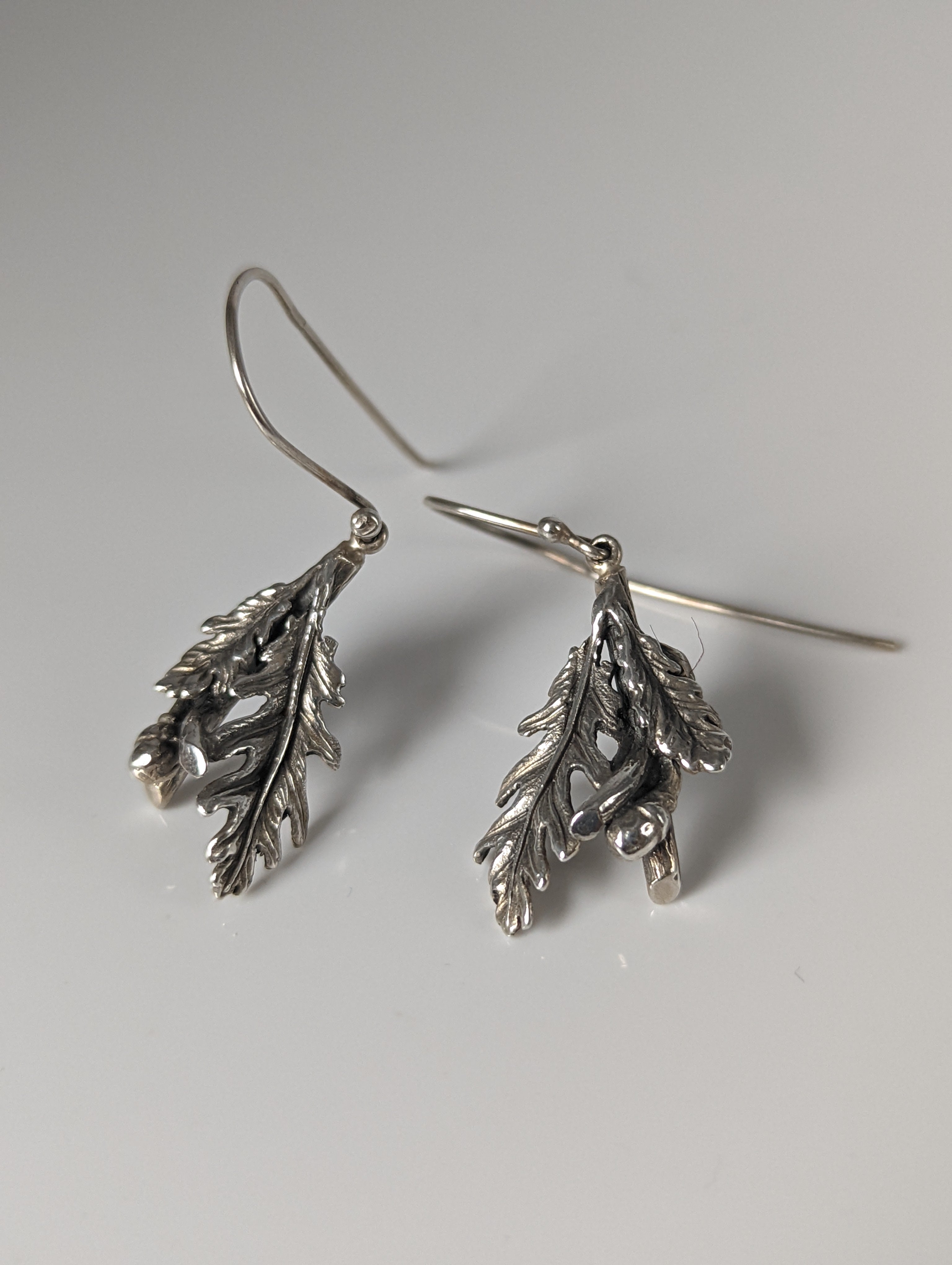 Silver Steed Acorn, Oak Leave Dropped Earrings
