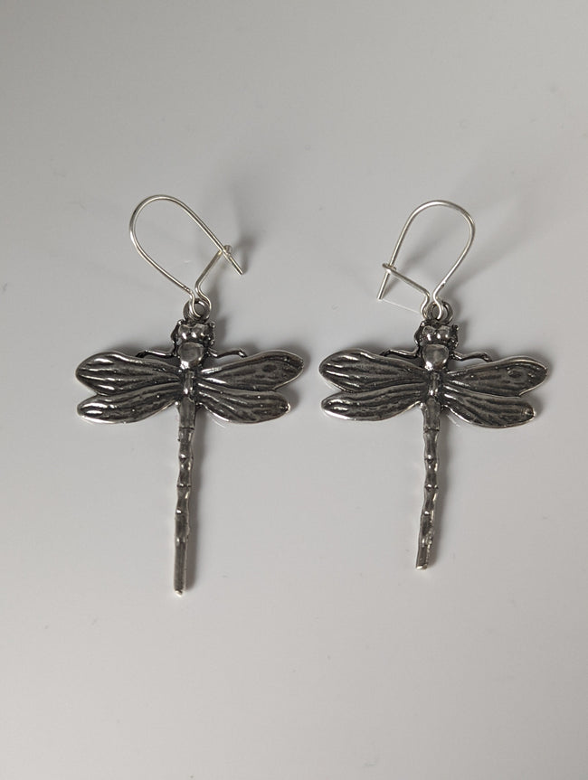 Silver Steed Dragonfly Dropped Earrings