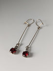Silver Steed Red Crystal Dropped Earrings