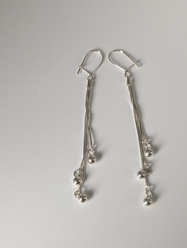 Pendientes de Plata con Cuerda y Bola Steed