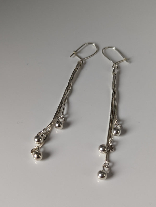 Pendientes de Plata con Cuerda y Bola Steed