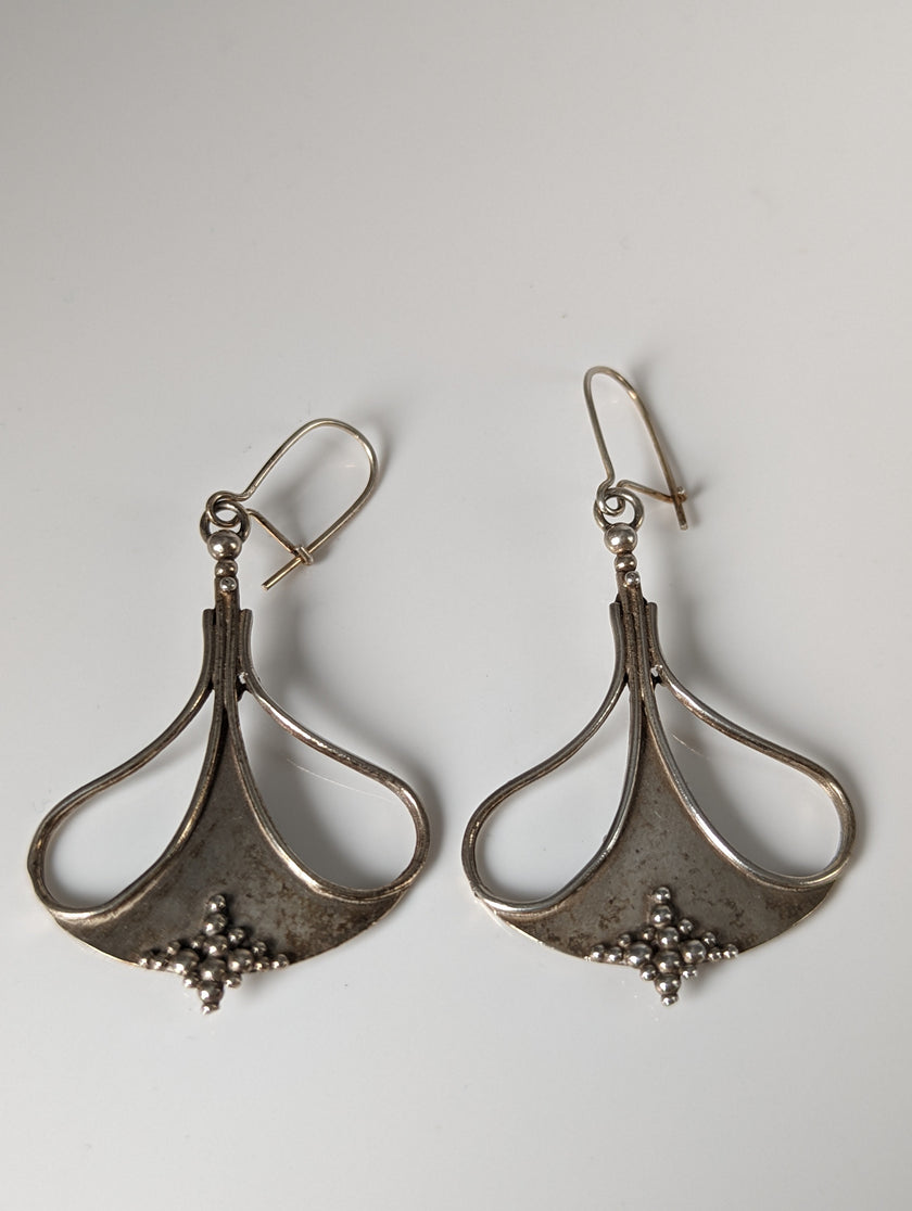 Silver Steed Crest Dropped Earrings