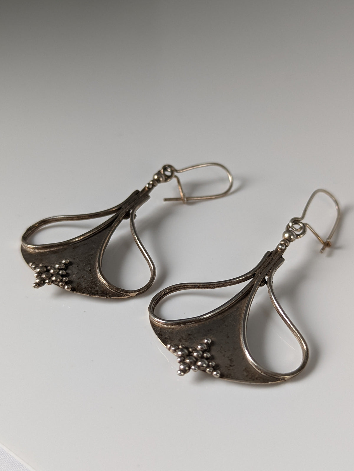 Silver Steed Crest Dropped Earrings